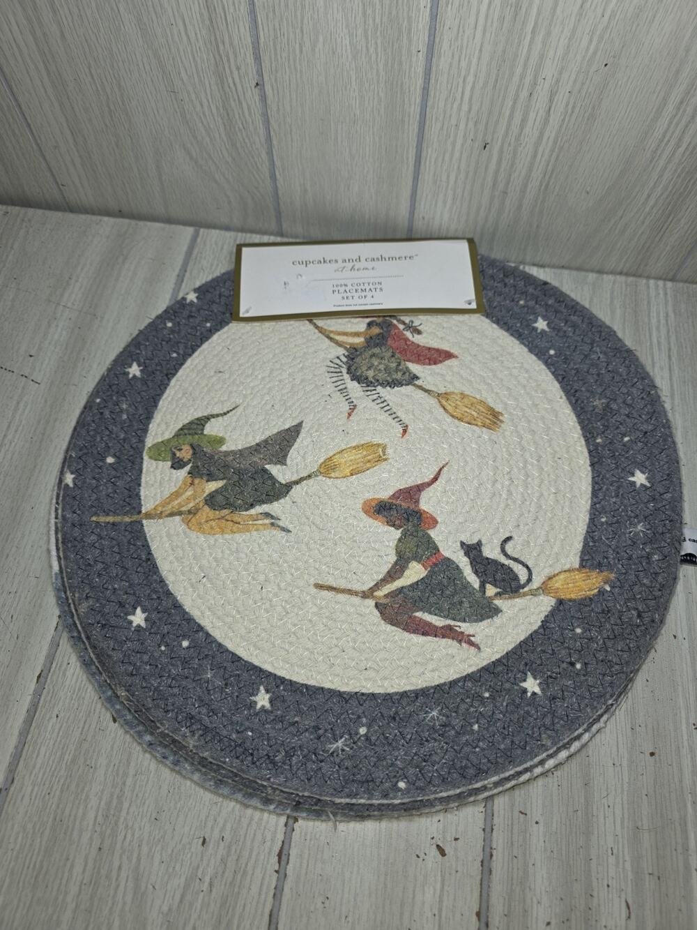 CupCakes & Cashmere Halloween Witch Woven Placemats Festive Holiday Set Of 4 New